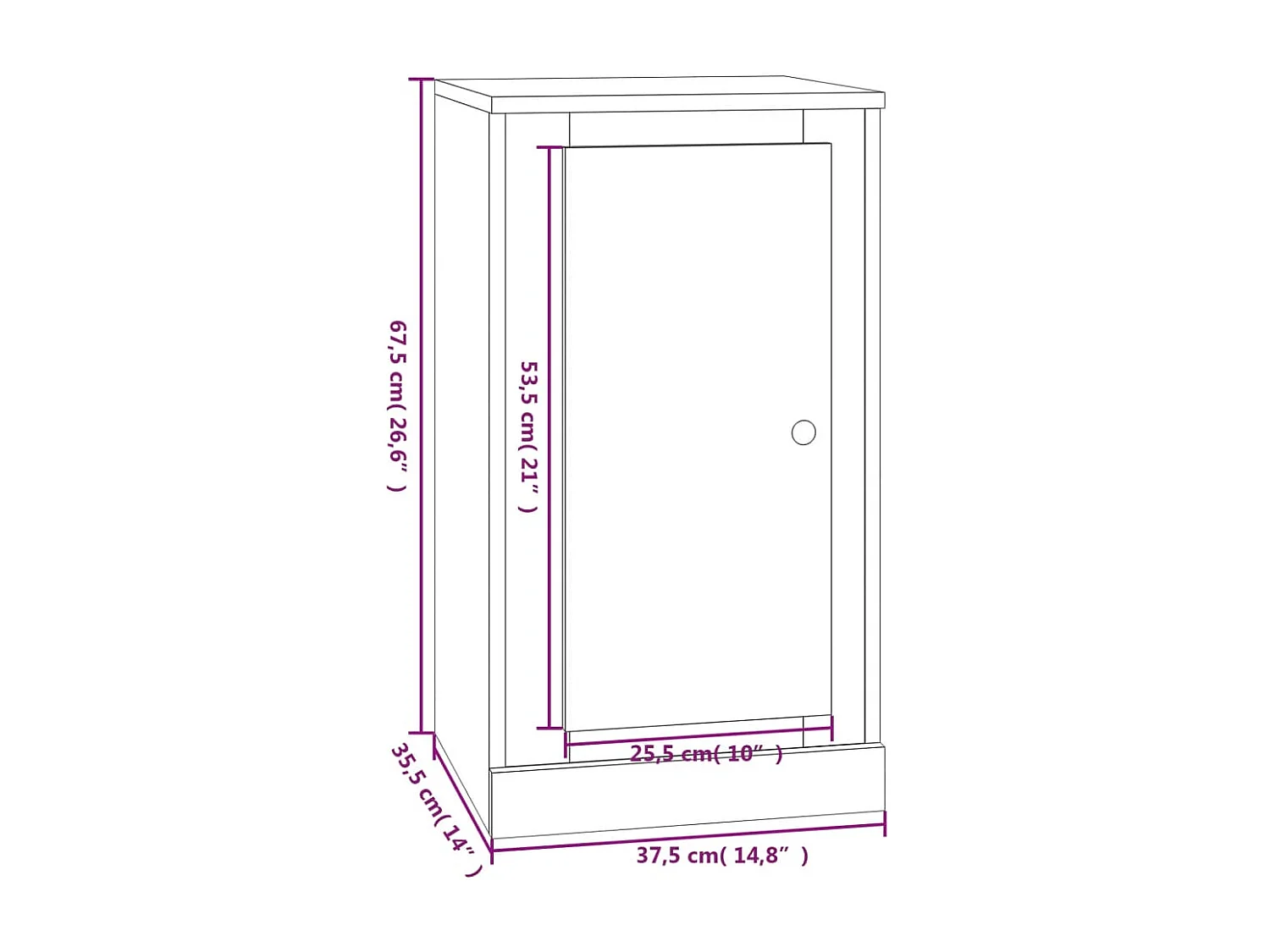 Credenza Rovere Fumo 37,5x35,5x67,5 cm in Legno Multistrato