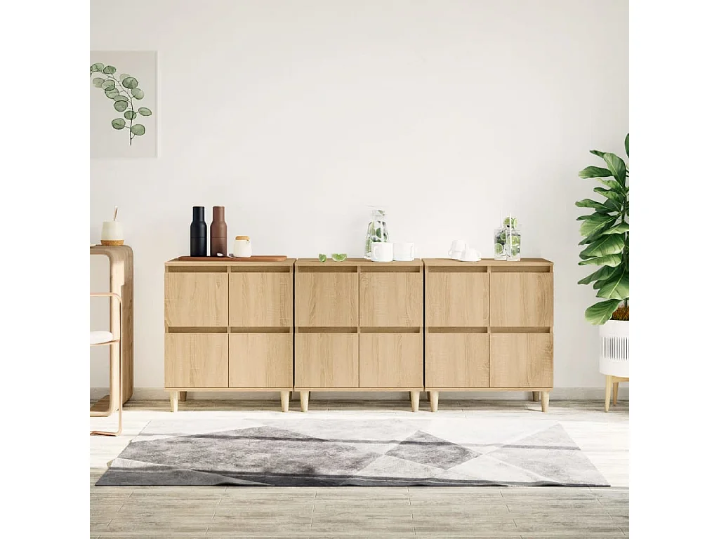 Buffets 3 pcs chêne sonoma 60x35x70 cm bois d'ingénierie
