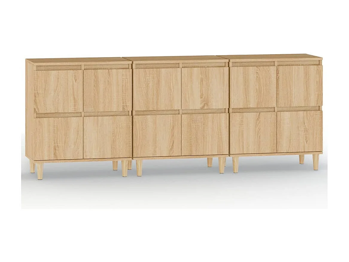 Buffets 3 pcs chêne sonoma 60x35x70 cm bois d'ingénierie