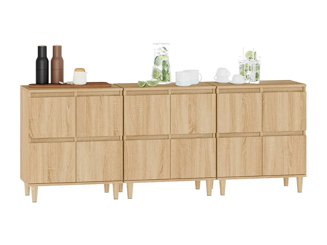 Buffets 3 pcs chêne sonoma 60x35x70 cm bois d'ingénierie