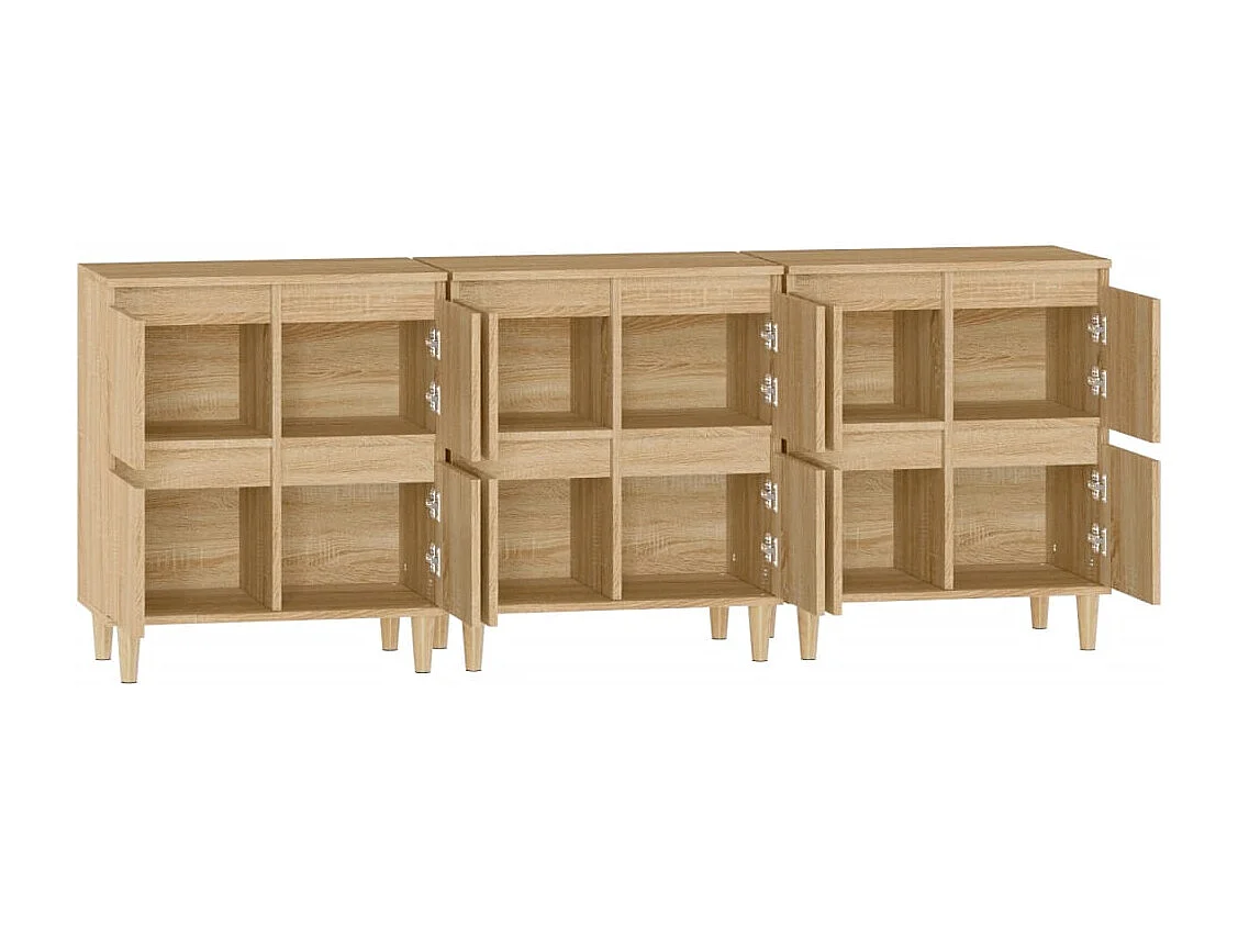 Buffets 3 pcs chêne sonoma 60x35x70 cm bois d'ingénierie