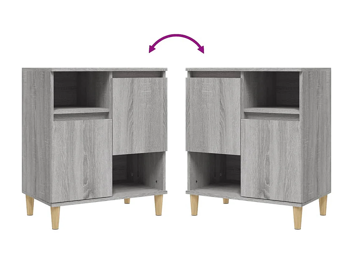 Dressoir 60x35x70 cm bewerkt hout grijs sonoma eikenkleurig