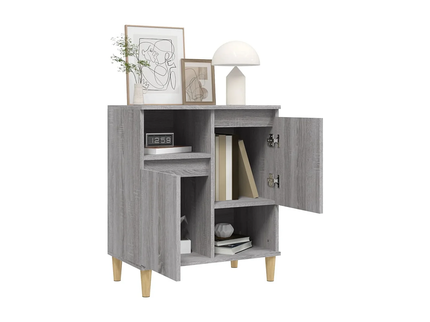 Dressoir 60x35x70 cm bewerkt hout grijs sonoma eikenkleurig