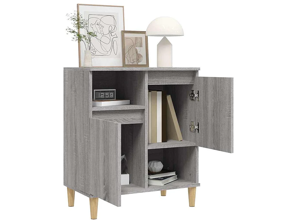 Dressoir 60x35x70 cm bewerkt hout grijs sonoma eikenkleurig