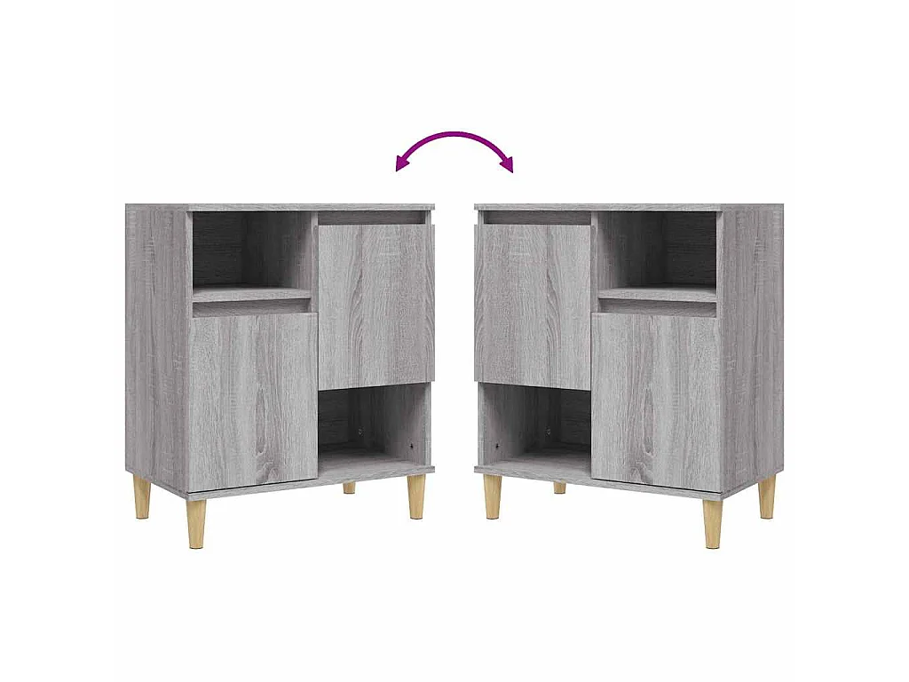 Dressoir 60x35x70 cm bewerkt hout grijs sonoma eikenkleurig