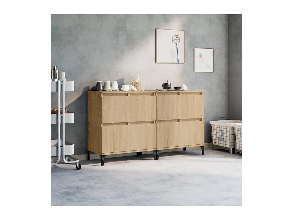 Buffets 2 pcs chêne sonoma 60x35x70 cm bois d'ingénierie