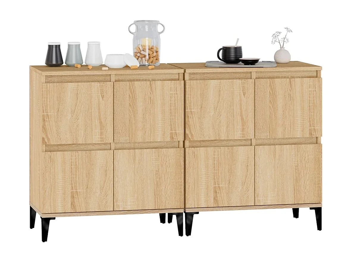 Buffets 2 pcs chêne sonoma 60x35x70 cm bois d'ingénierie