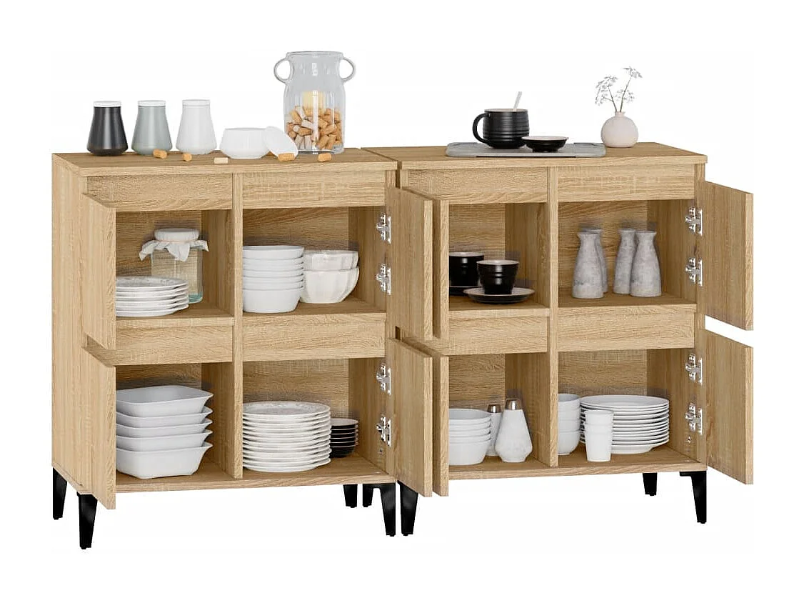 Buffets 2 pcs chêne sonoma 60x35x70 cm bois d'ingénierie