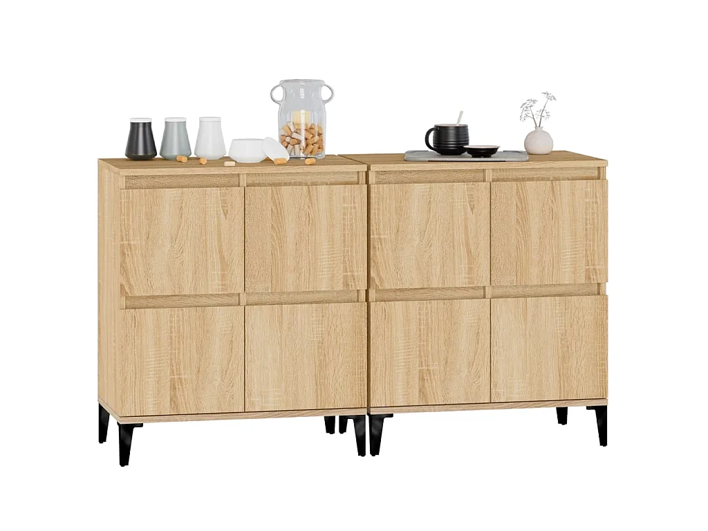 Buffets 2 pcs chêne sonoma 60x35x70 cm bois d'ingénierie