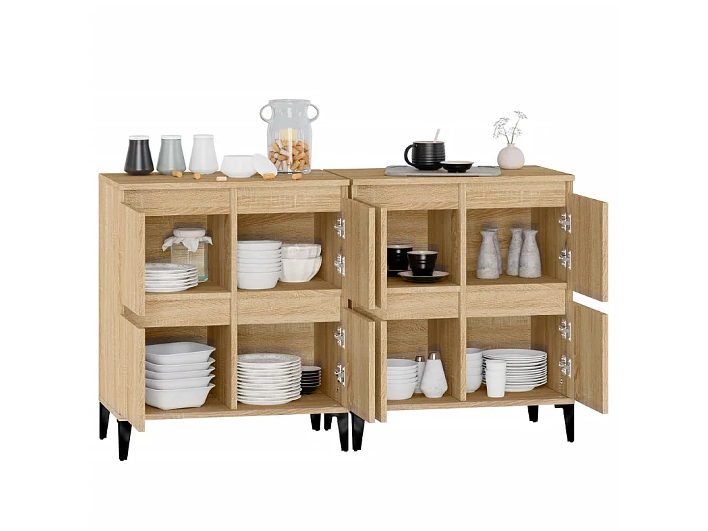 Buffets 2 pcs chêne sonoma 60x35x70 cm bois d'ingénierie