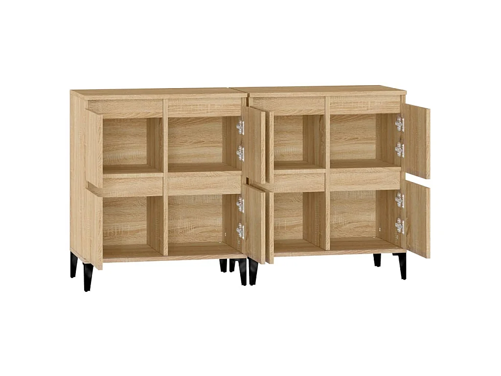 Buffets 2 pcs chêne sonoma 60x35x70 cm bois d'ingénierie