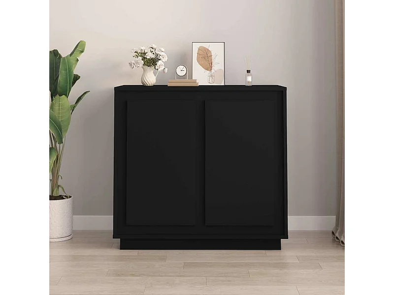 Dressoir 80x34x75 cm bewerkt hout zwart