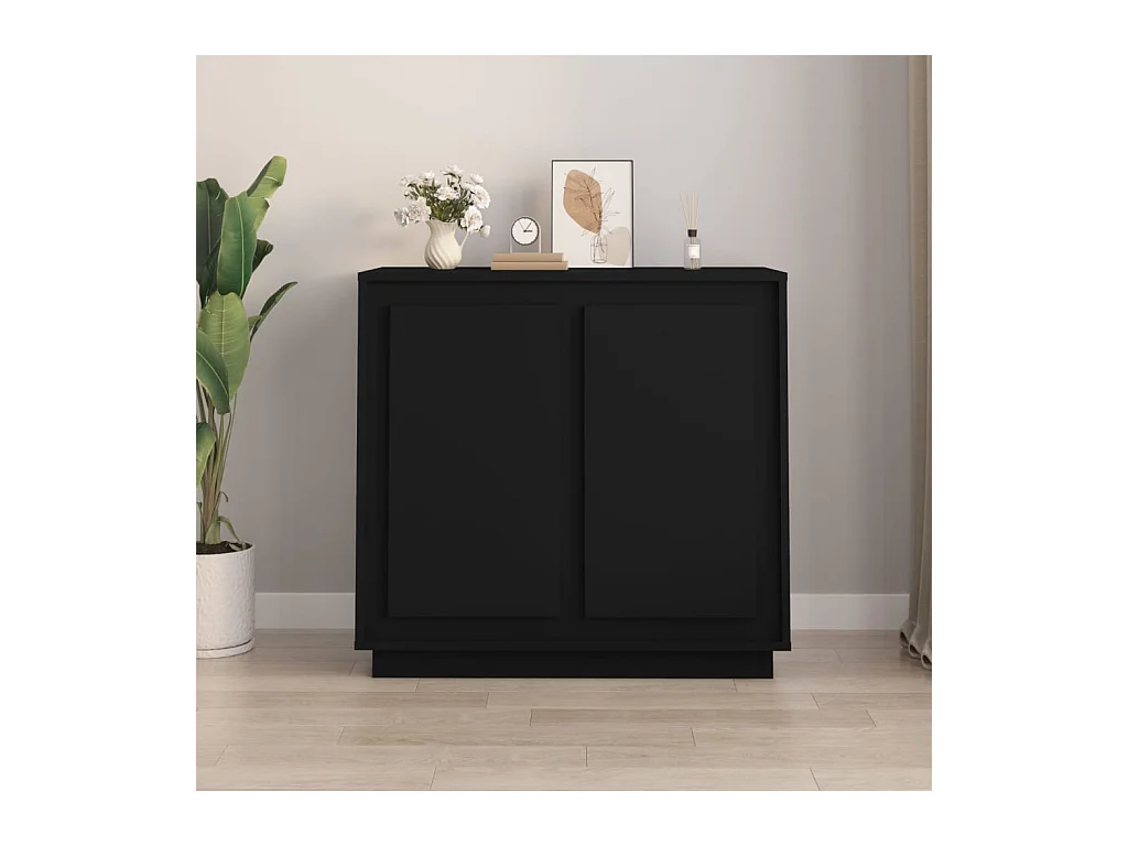 Buffet noir 80x34x75 cm bois d'ingénierie