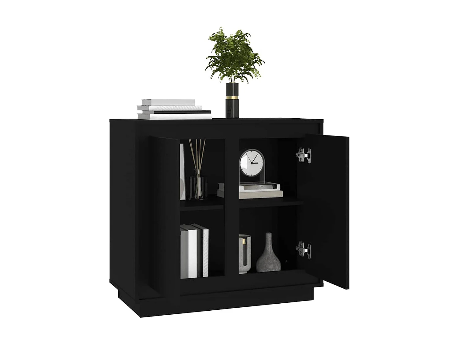 Buffet noir 80x34x75 cm bois d'ingénierie