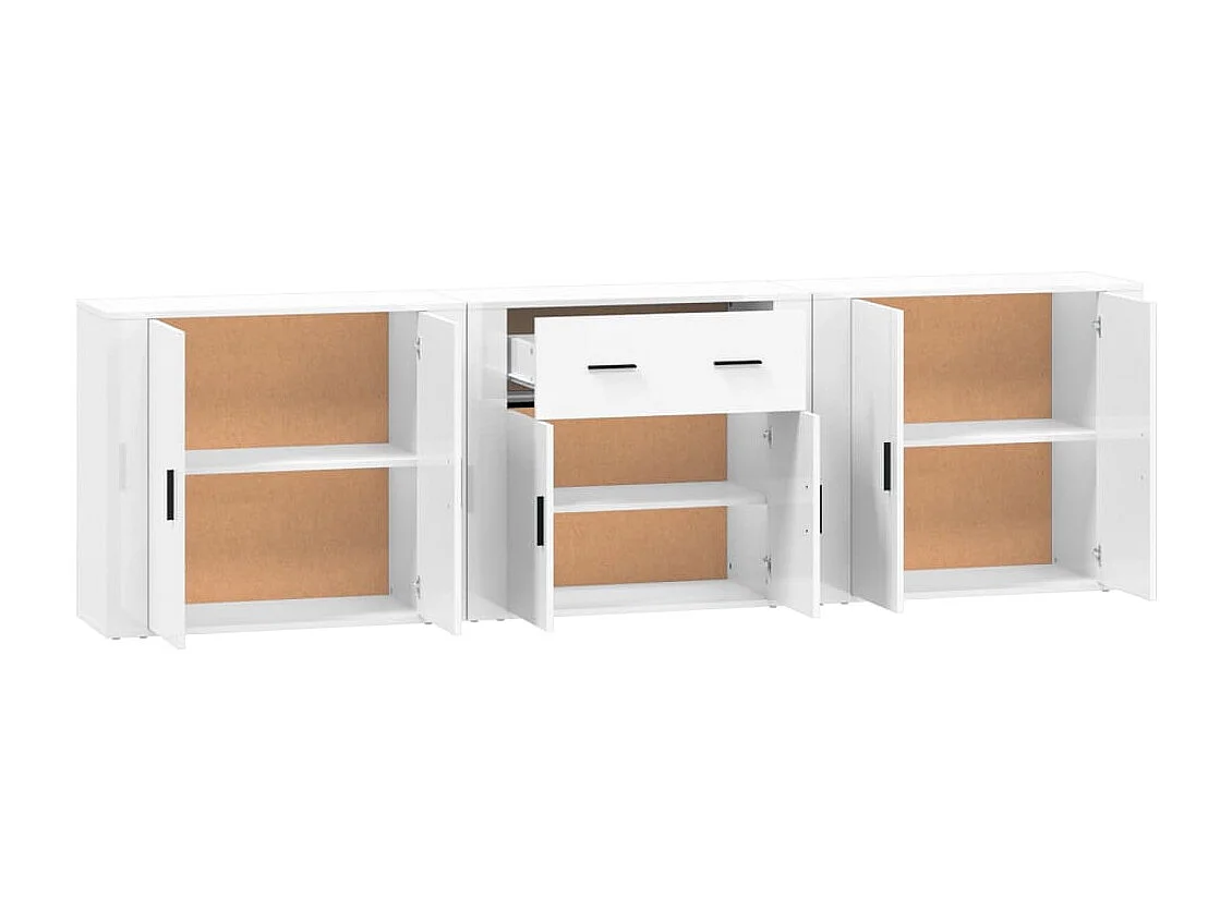 Aparadores 3 piezas madera contrachapada blanco