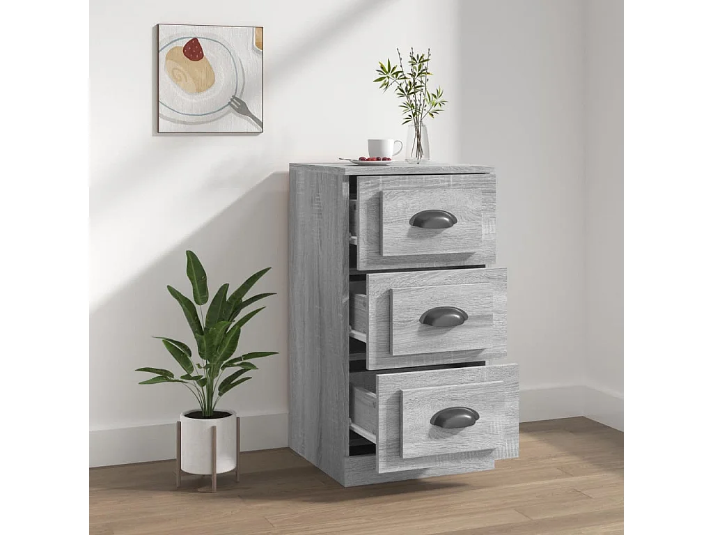 Aparador de madera contrachapada gris Sonoma 36x35,5x67,5 cm