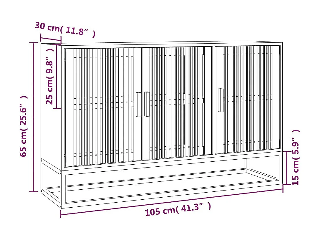 Dressoir 105x30x65 cm bewerkt hout wit