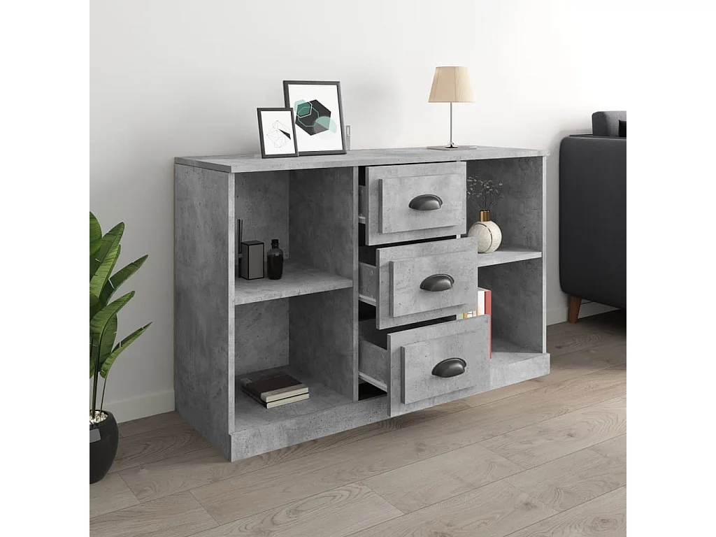 Buffet gris béton 104,5x35,5x67,5 cm bois d'ingénierie