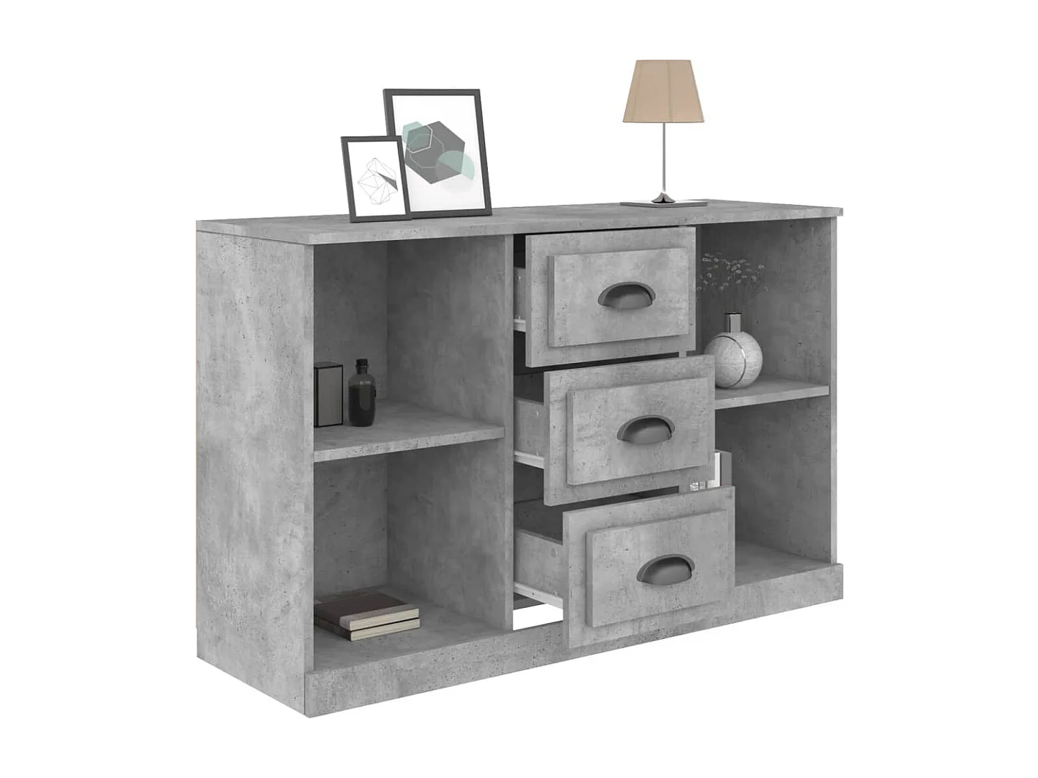 Buffet gris béton 104,5x35,5x67,5 cm bois d'ingénierie