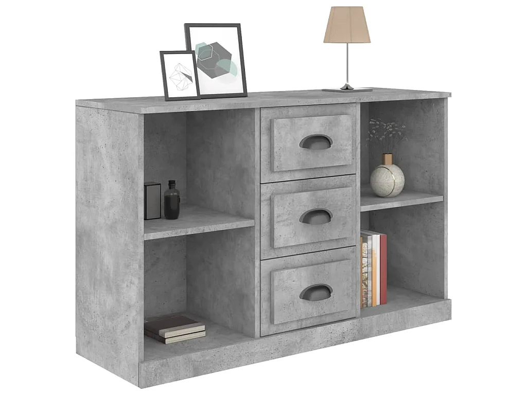 Buffet gris béton 104,5x35,5x67,5 cm bois d'ingénierie