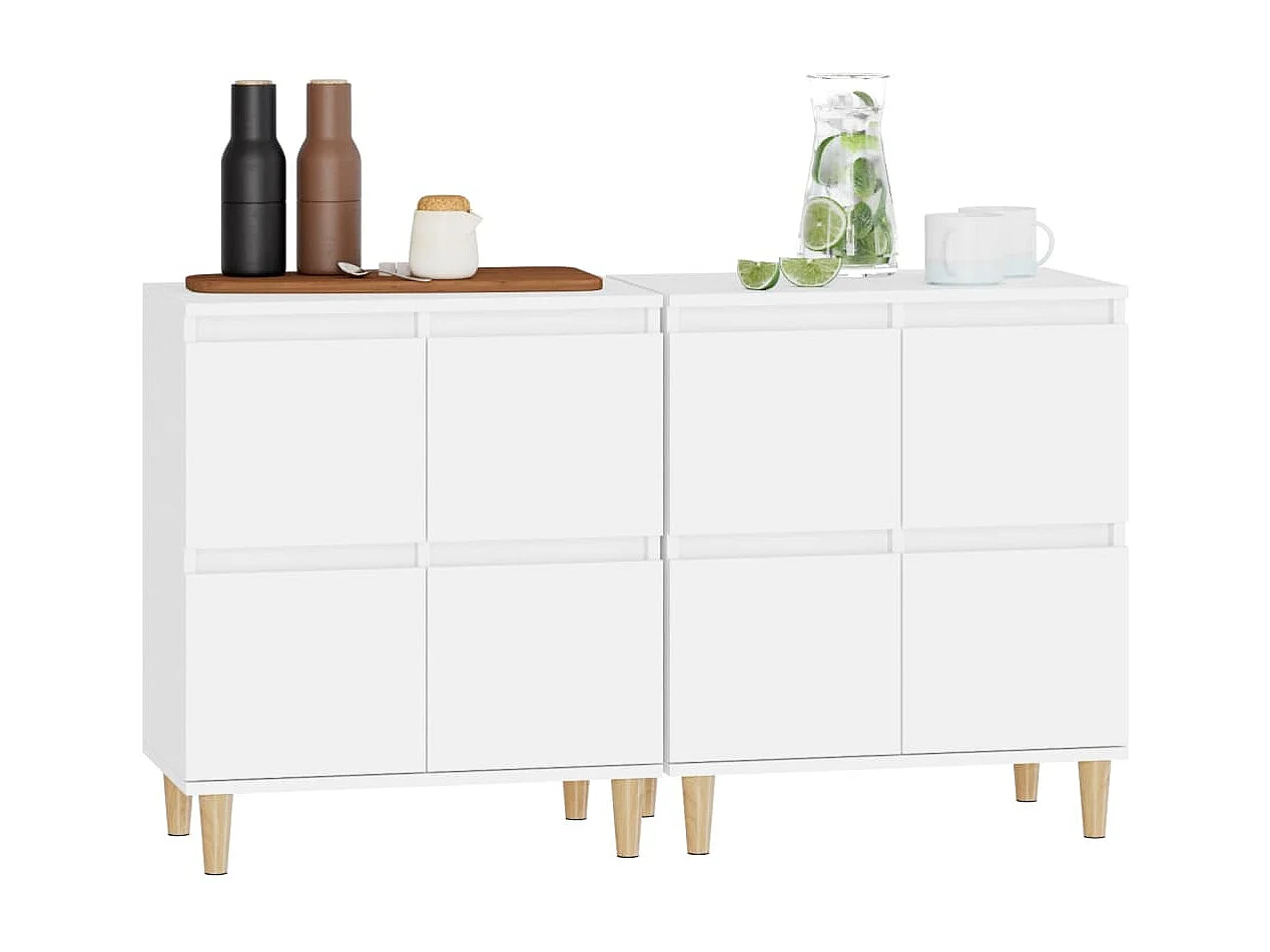 Aparadores 2 uds madera contrachapada blanco 60x35x70 cm