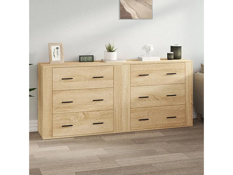 Dressoirs 2 st bewerkt hout sonoma eikenkleurig