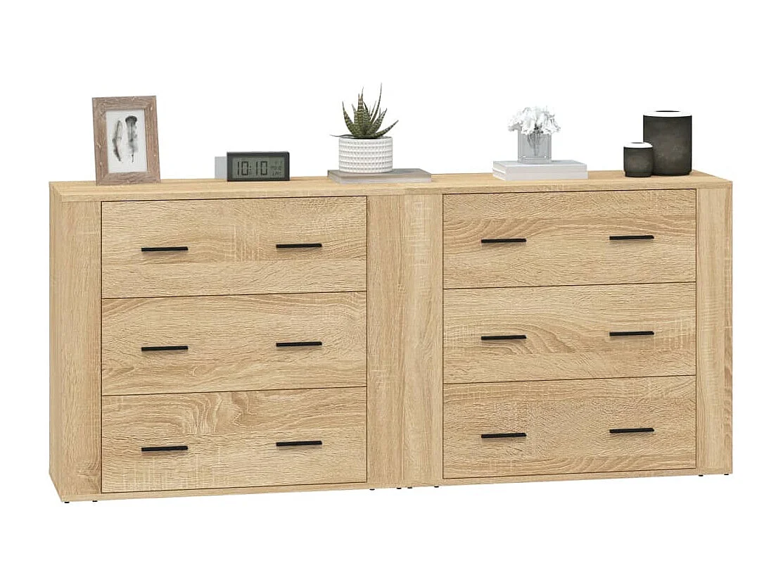 Dressoirs 2 st bewerkt hout sonoma eikenkleurig