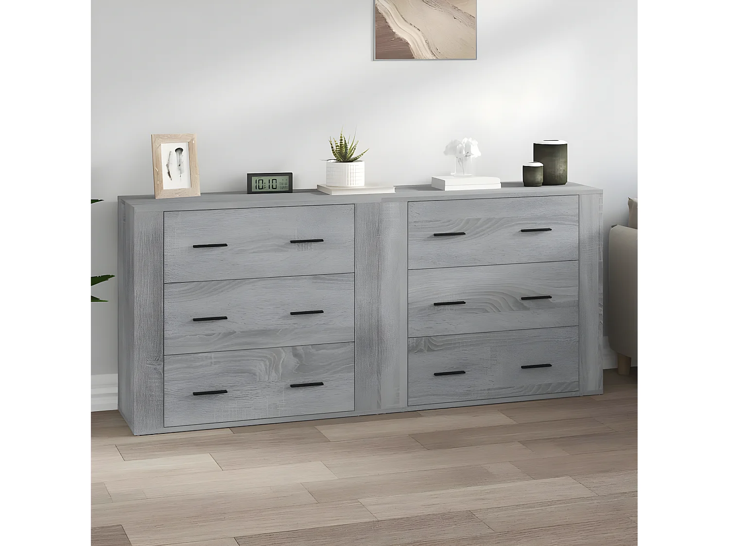 Buffets 2 pcs sonoma gris bois d'ingénierie