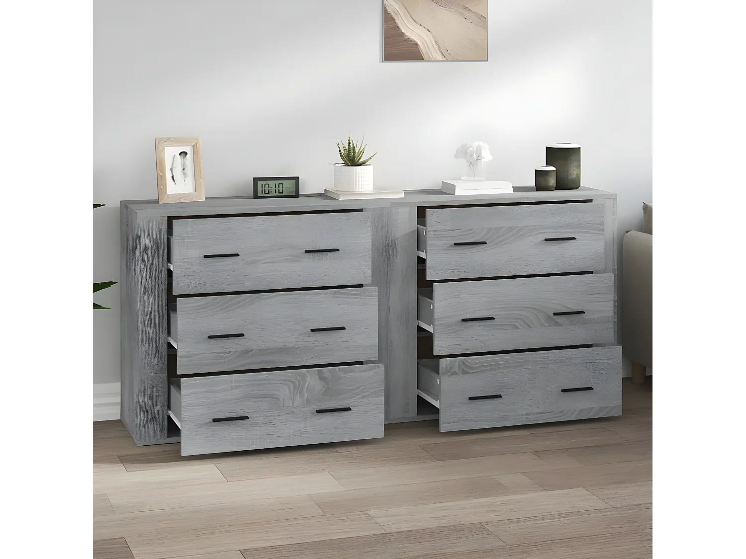 Buffets 2 pcs sonoma gris bois d'ingénierie