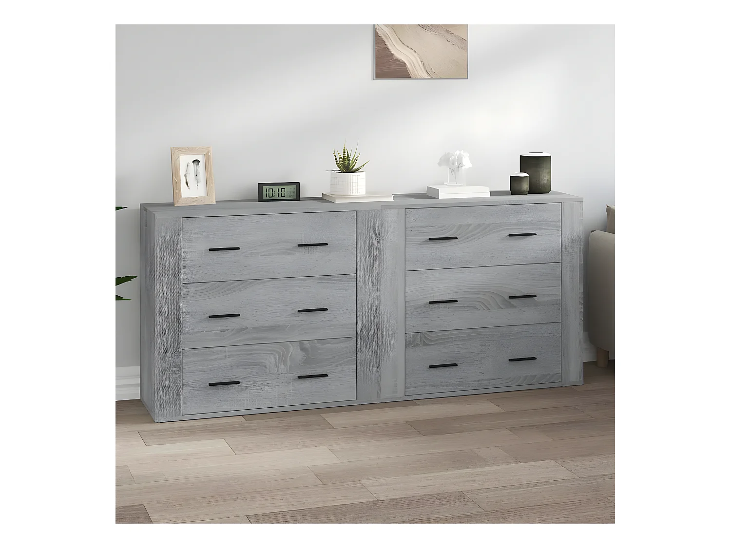 Buffets 2 pcs sonoma gris bois d'ingénierie