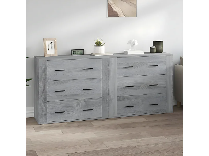 Buffets 2 pcs sonoma gris bois d'ingénierie