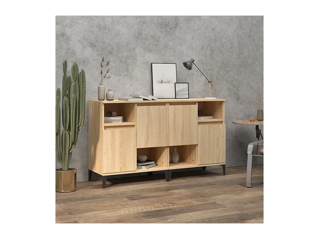 Buffets 2 pcs chêne sonoma 60x35x70 cm bois d'ingénierie
