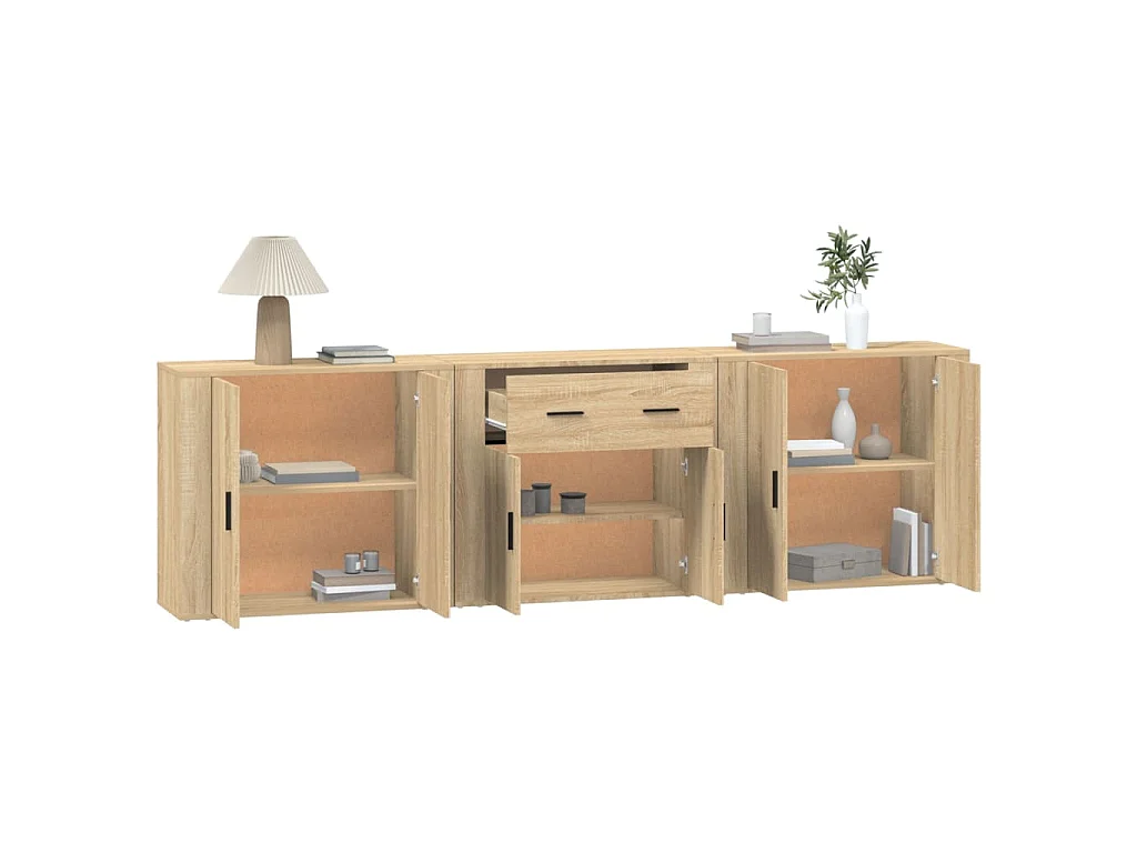 Buffets 3 pcs Chêne sonoma Bois d'ingénierie