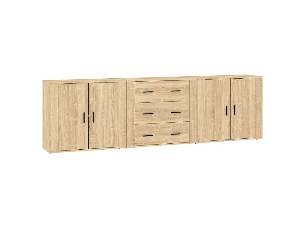 Dressoirs 3 st bewerkt hout sonoma eiken