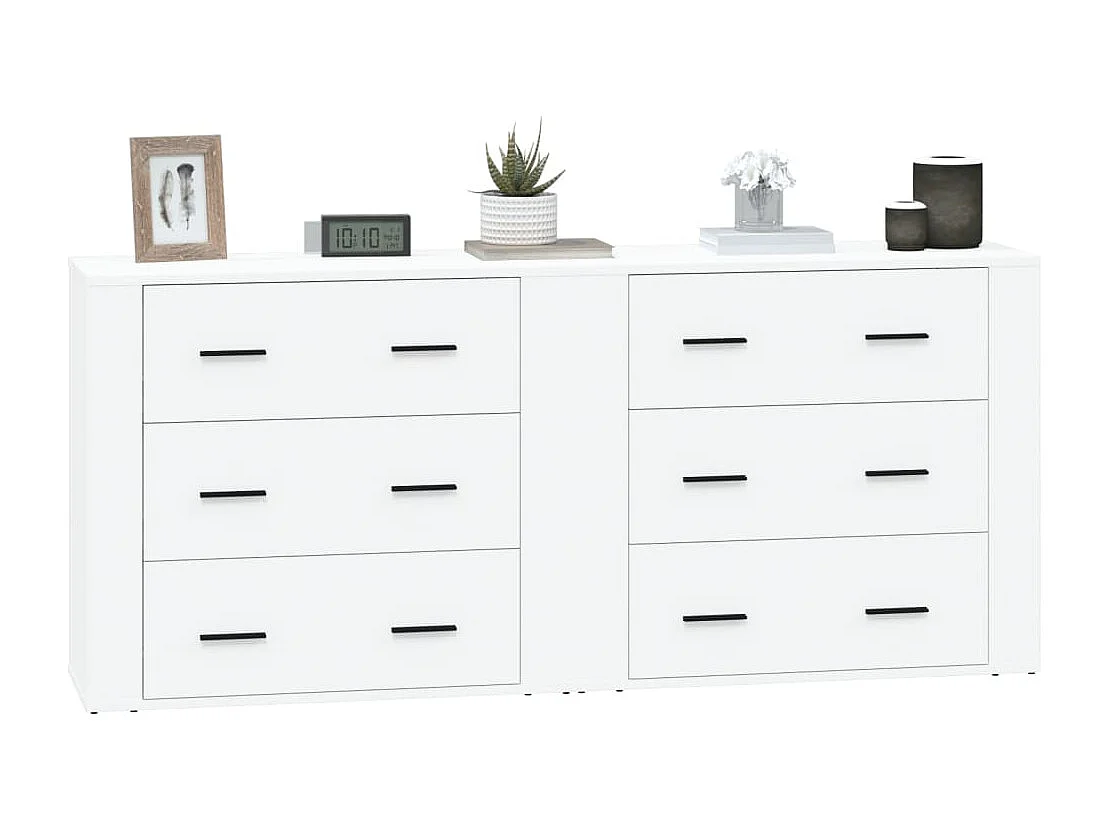 Sideboards 2 Stk. Weiß Holzwerkstoff