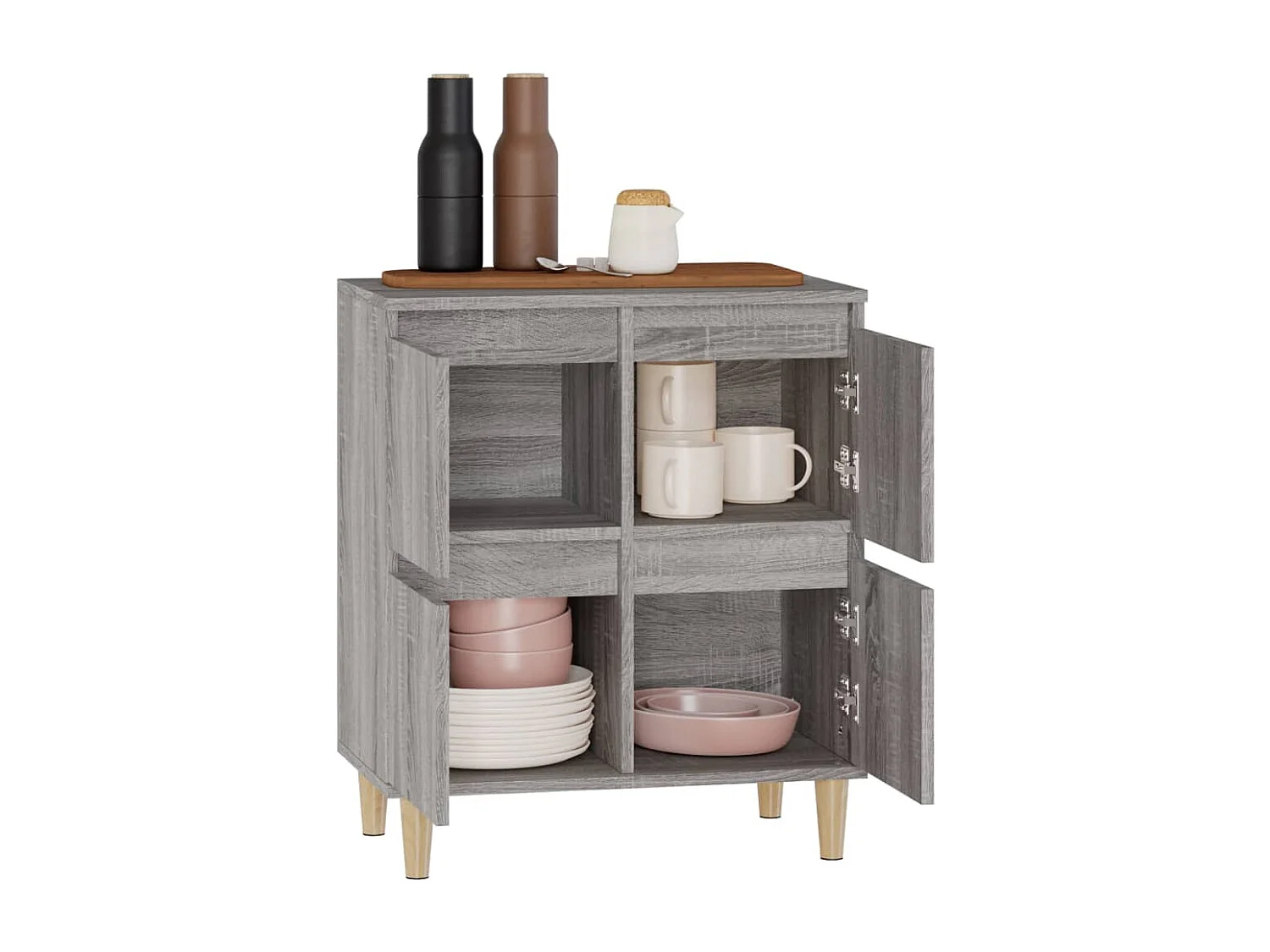 Aparador de madera contrachapada gris Sonoma 60x35x70 cm