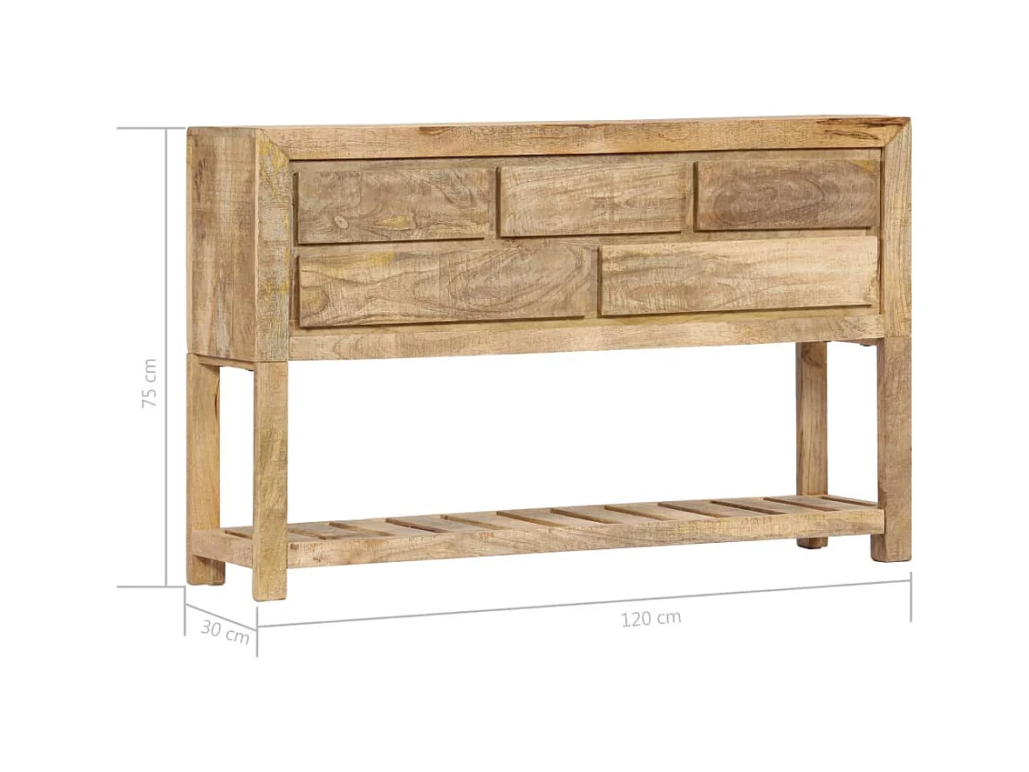 Credenza 120x30x75 cm Legno Massello di Mango