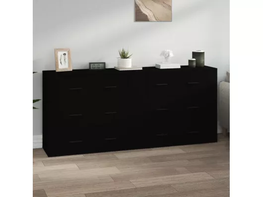 Kauf Unique Sideboards 2 Stk. Schwarz Holzwerkstoff