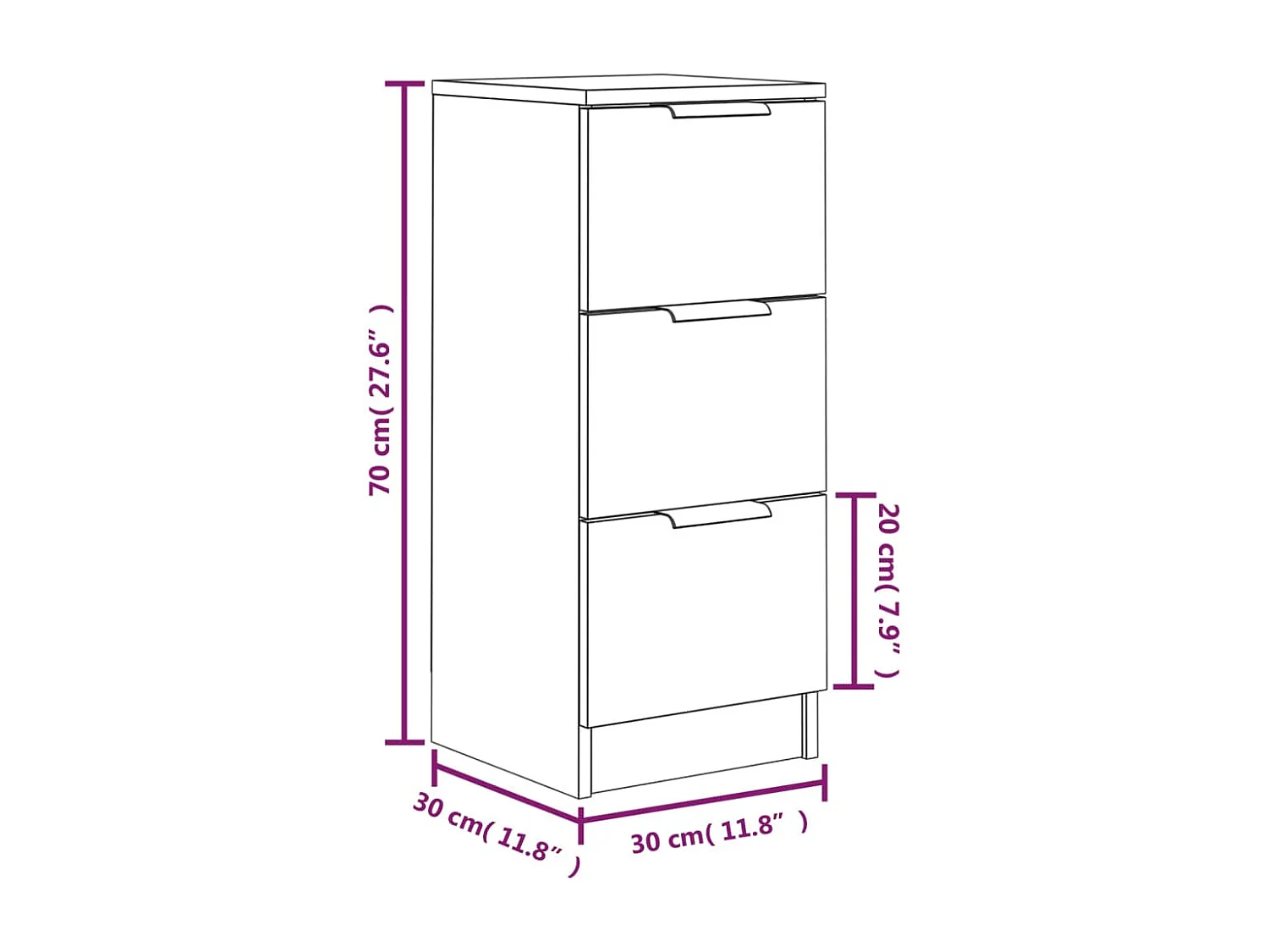 Buffet Chêne sonoma 30x30x70 cm Bois d'ingénierie