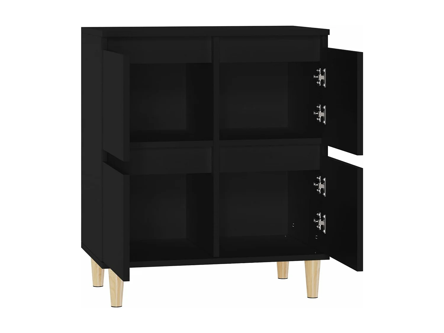 Aparador de madera contrachapada negro 60x35x70 cm