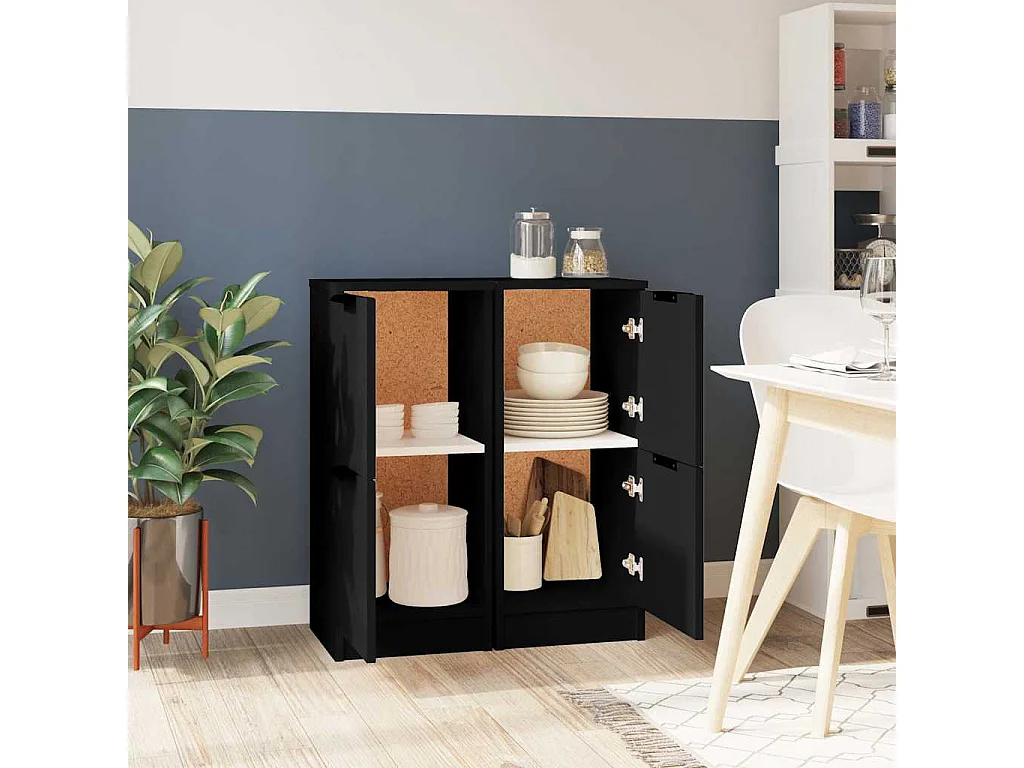 Sideboards 2 Stk. Schwarz 30x30x70 cm Holzwerkstoff