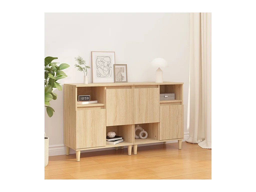 Buffets 2 pcs chêne sonoma 60x35x70 cm bois d'ingénierie