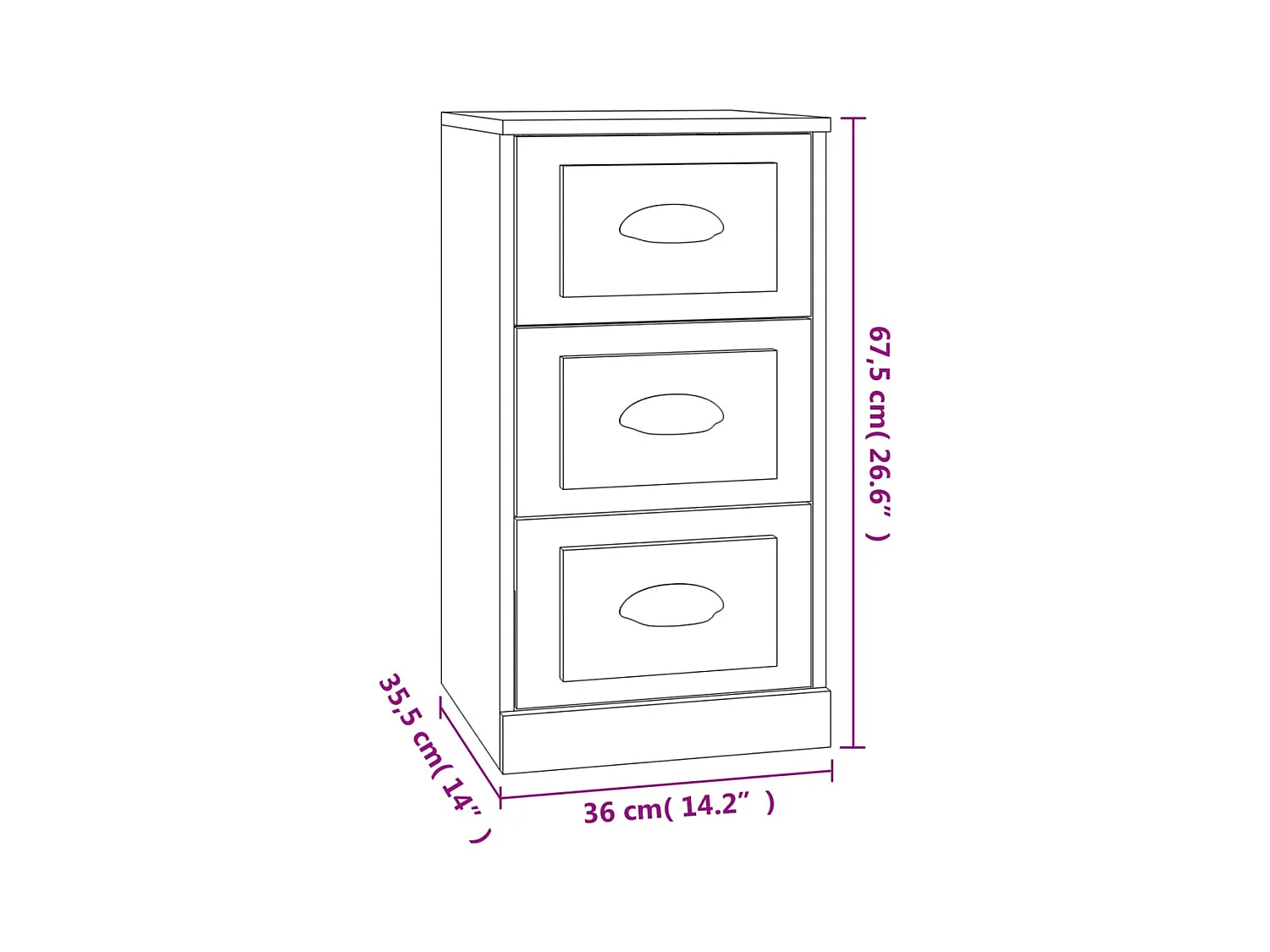 Dressoir 36x35,5x67,5 cm bewerkt hout hoogglans wit