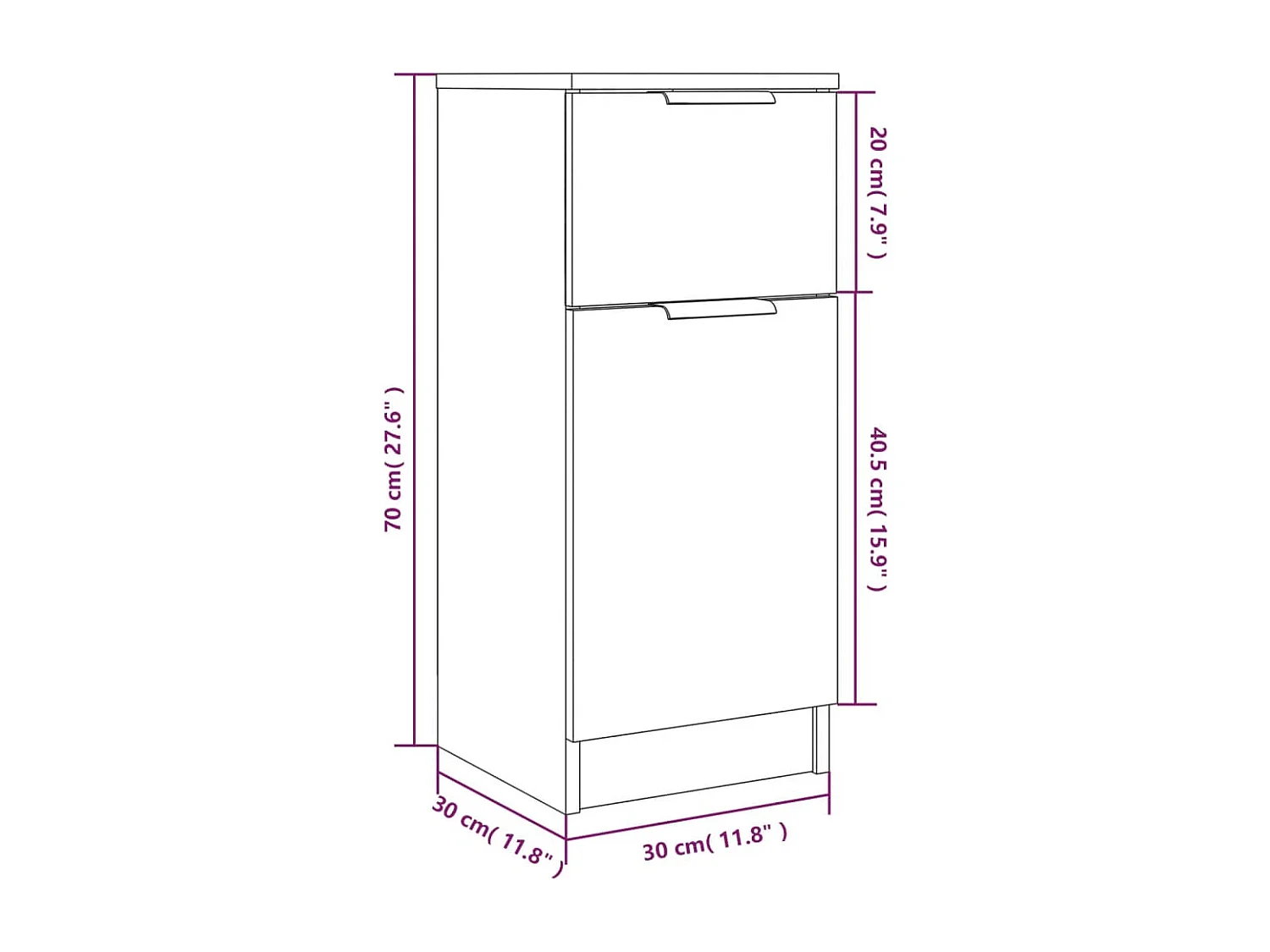 Credenza Rovere Sonoma 30x30x70 cm in Legno Multistrato
