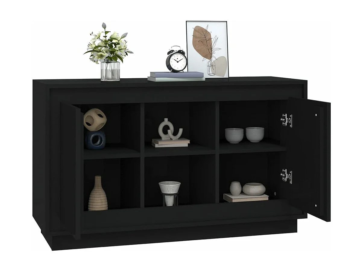 Aparador de madera contrachapada negro 102x35x60 cm