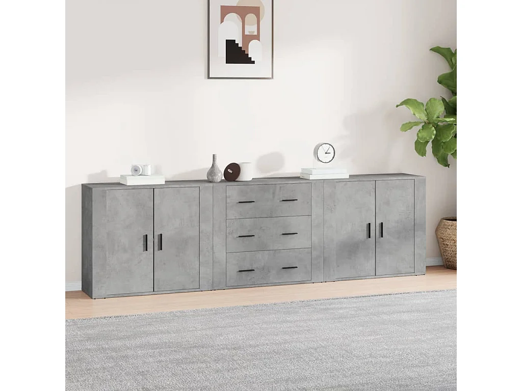 Aparadores 3 pcs derivados de madeira cinzento cimento