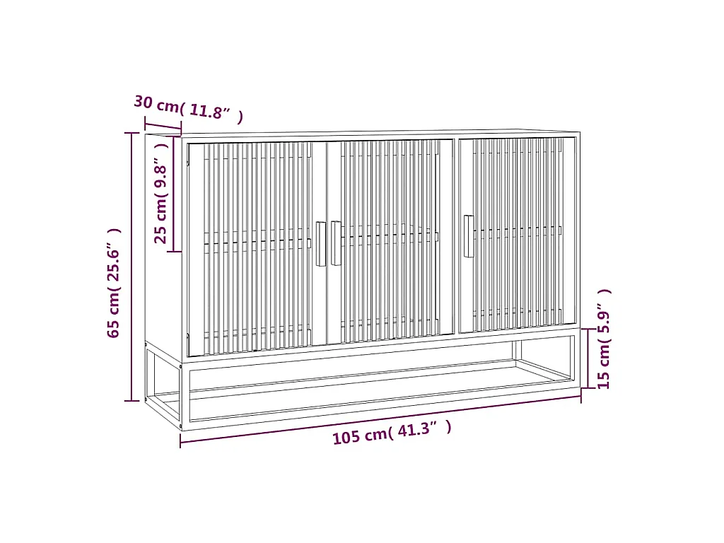 Dressoir 105x30x65 cm bewerkt hout zwart