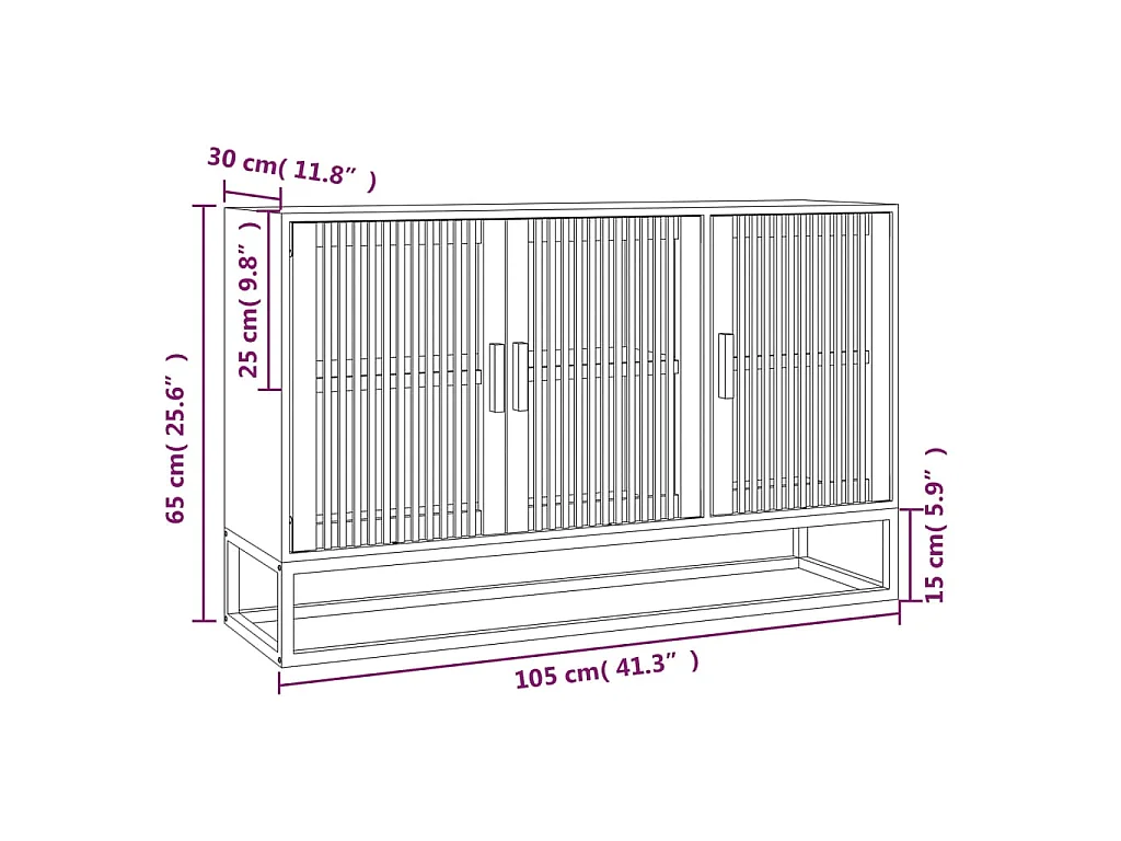 Dressoir 105x30x65 cm bewerkt hout zwart