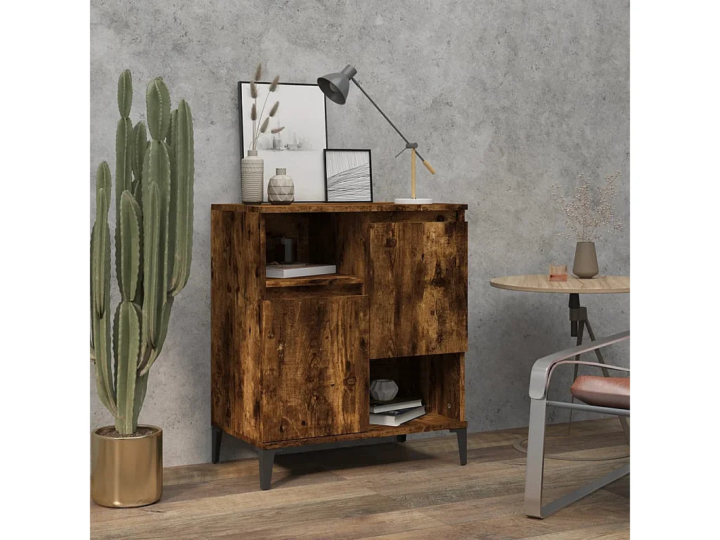 Aparador madera contrachapada color roble ahumado 60x35x70 cm