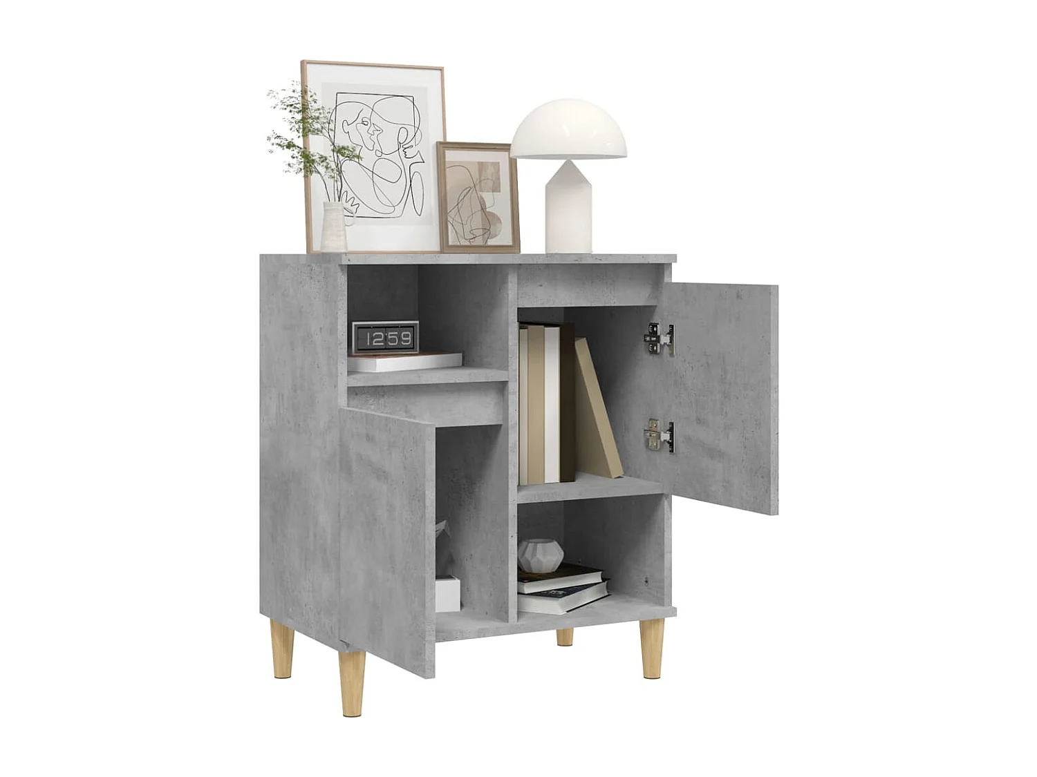Dressoir 60x35x70 cm bewerkt hout betongrijs